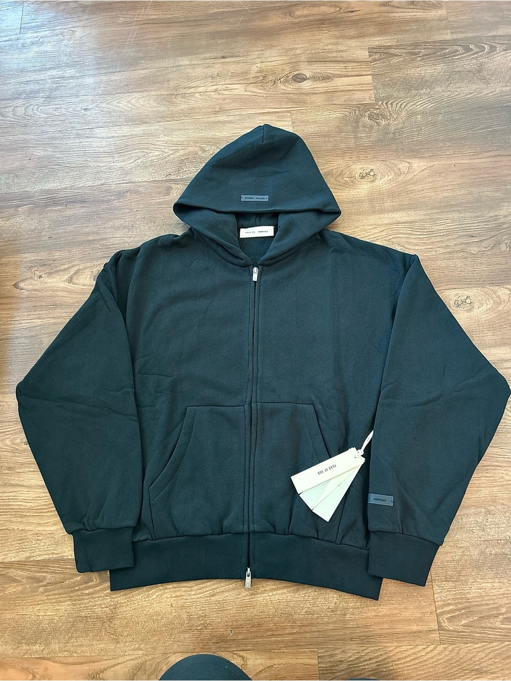 AUTHENTIC Fear of God Essentials Classic Fit Fleece Hoodie Jet Black Size Medium